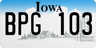 IA license plate BPG103