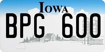 IA license plate BPG600