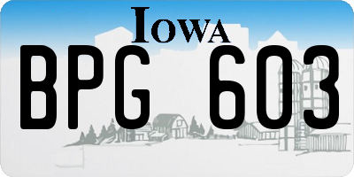 IA license plate BPG603