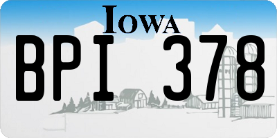 IA license plate BPI378
