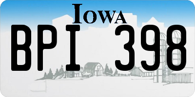 IA license plate BPI398