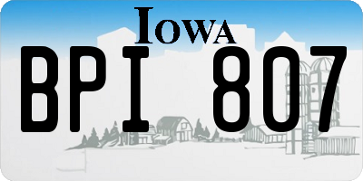 IA license plate BPI807