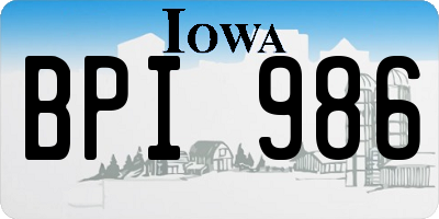 IA license plate BPI986