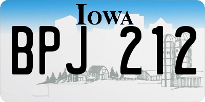 IA license plate BPJ212