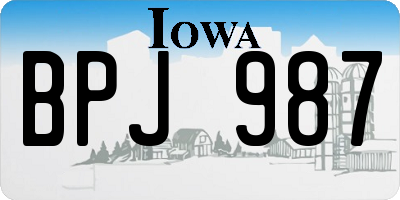 IA license plate BPJ987