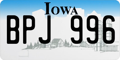 IA license plate BPJ996