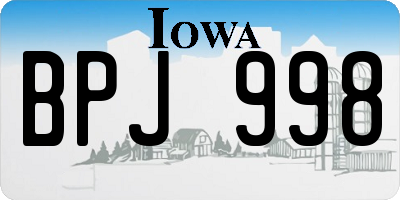 IA license plate BPJ998