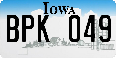 IA license plate BPK049