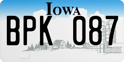 IA license plate BPK087