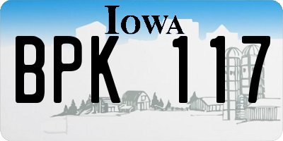 IA license plate BPK117