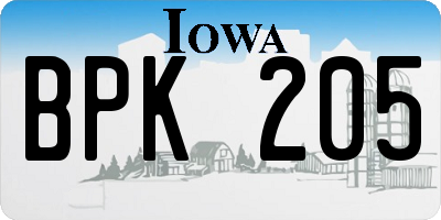 IA license plate BPK205