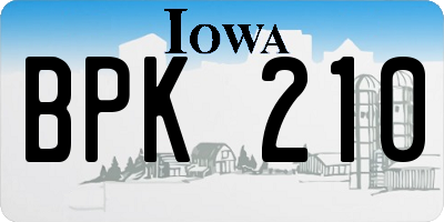 IA license plate BPK210