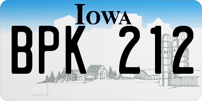 IA license plate BPK212