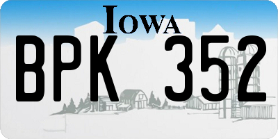 IA license plate BPK352