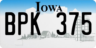 IA license plate BPK375