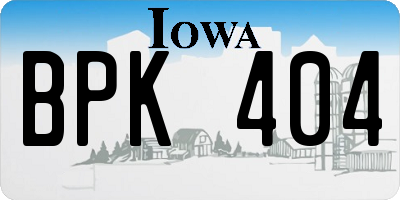 IA license plate BPK404
