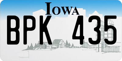IA license plate BPK435