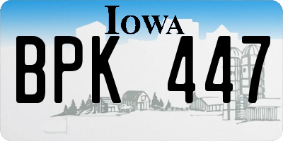 IA license plate BPK447