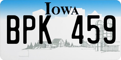 IA license plate BPK459