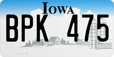 IA license plate BPK475