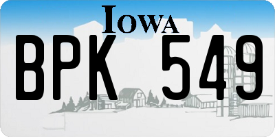 IA license plate BPK549