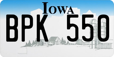 IA license plate BPK550