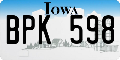 IA license plate BPK598