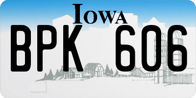 IA license plate BPK606