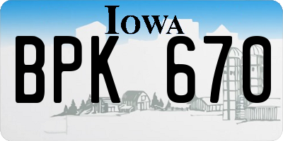 IA license plate BPK670