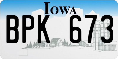 IA license plate BPK673