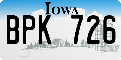 IA license plate BPK726
