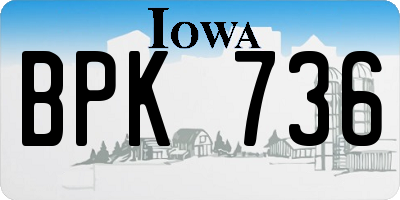 IA license plate BPK736