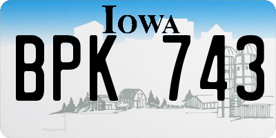 IA license plate BPK743