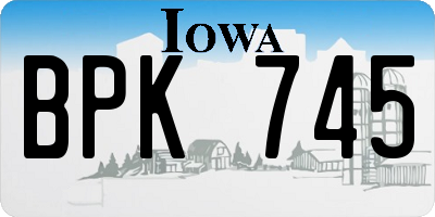 IA license plate BPK745