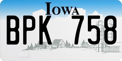 IA license plate BPK758
