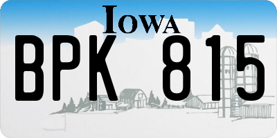 IA license plate BPK815
