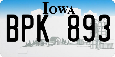 IA license plate BPK893