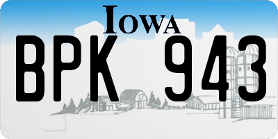 IA license plate BPK943