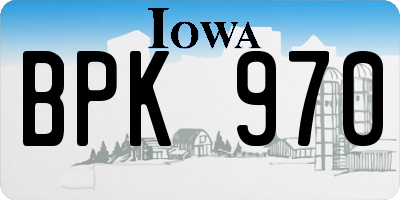IA license plate BPK970