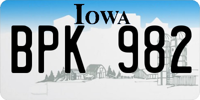 IA license plate BPK982