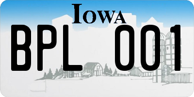 IA license plate BPL001