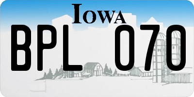 IA license plate BPL070