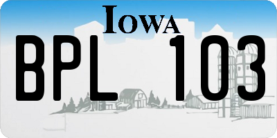 IA license plate BPL103