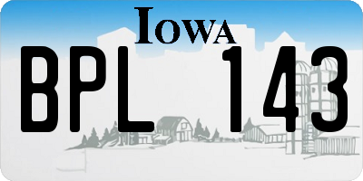 IA license plate BPL143