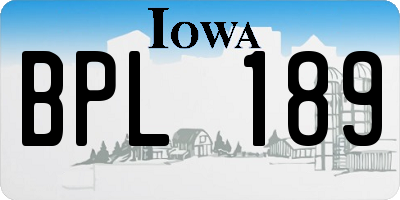 IA license plate BPL189