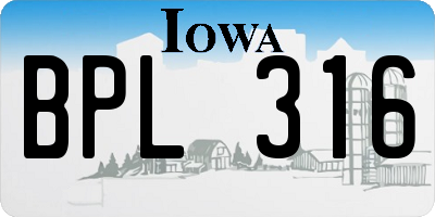 IA license plate BPL316