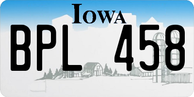 IA license plate BPL458