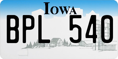 IA license plate BPL540