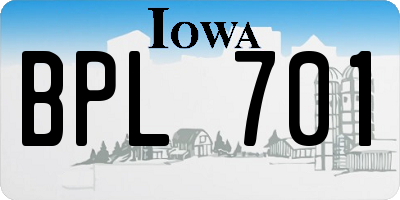 IA license plate BPL701