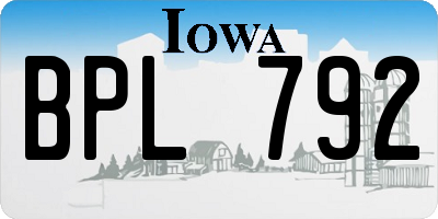 IA license plate BPL792